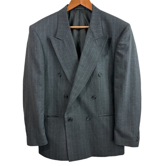 Pierre Balmain Paris Blazer St Tropez Grey Pinstripe Men's Blazer Jacket SZ R41 - Picture 1 of 16